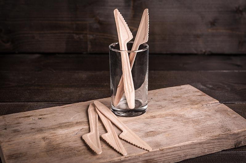 Mes 10st. wegwerp FSC-hout Composteerbaar